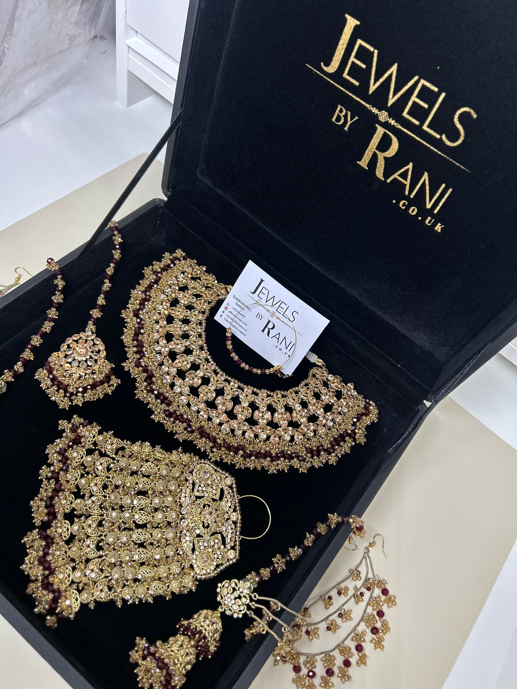 PRE ORDER: 6 Week Making time- Beautiful Maroon & Gold 22 crt Gold Plated Bridal Jewellery Set