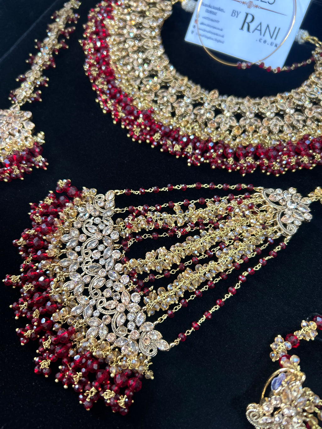 BeautifulMaroon and Gold  Full Bridal Jewellery Set/ Style 18
