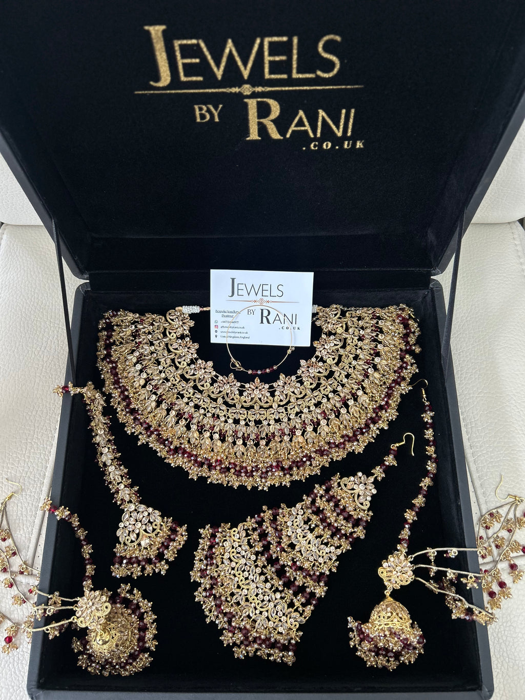 Pre order 6 Weeks - 22crt Gold Plated  - Maroon and Gold Bridal Set