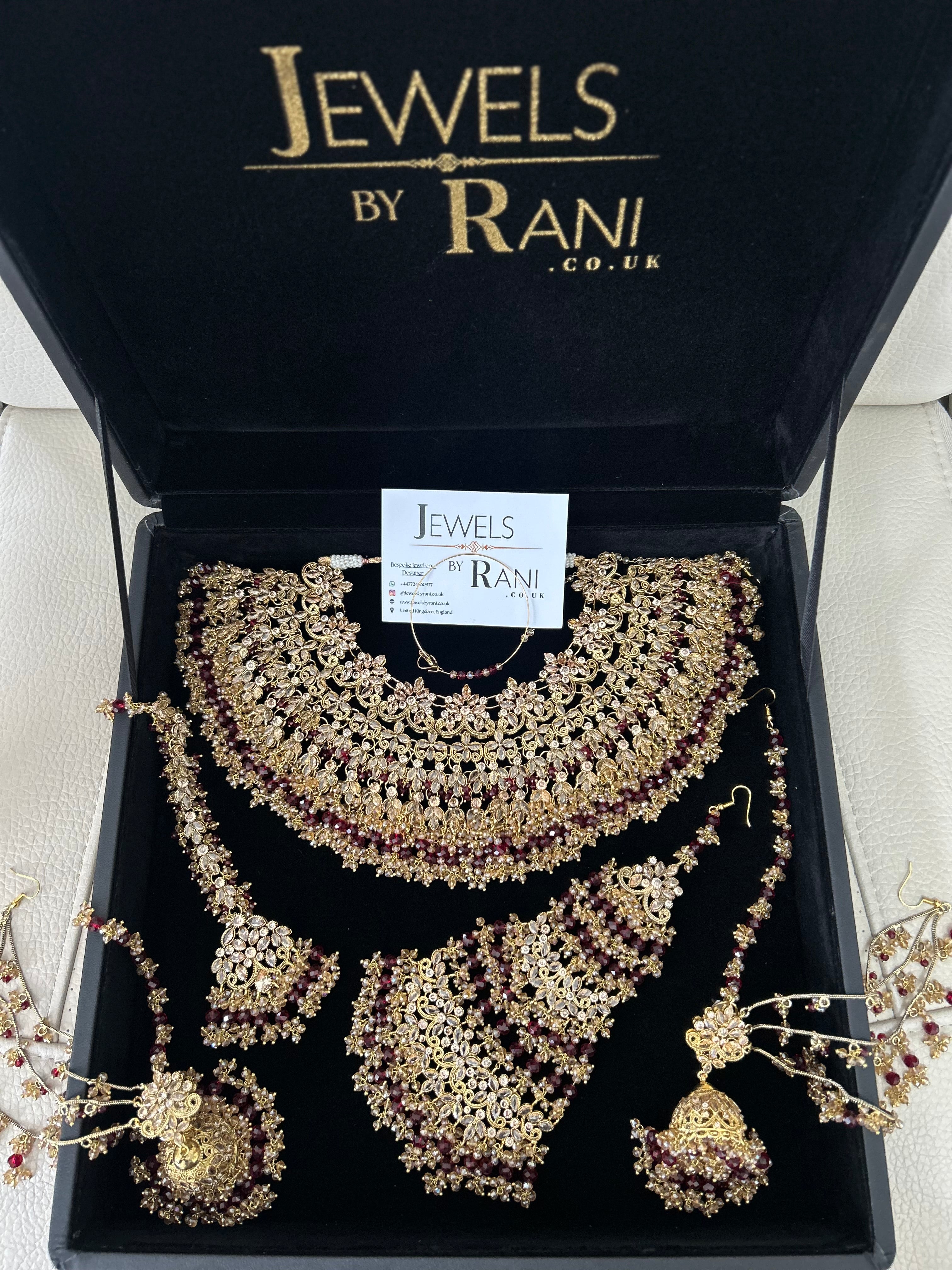Pre order 6 Weeks - 22crt Gold Plated  - Maroon and Gold Bridal Set