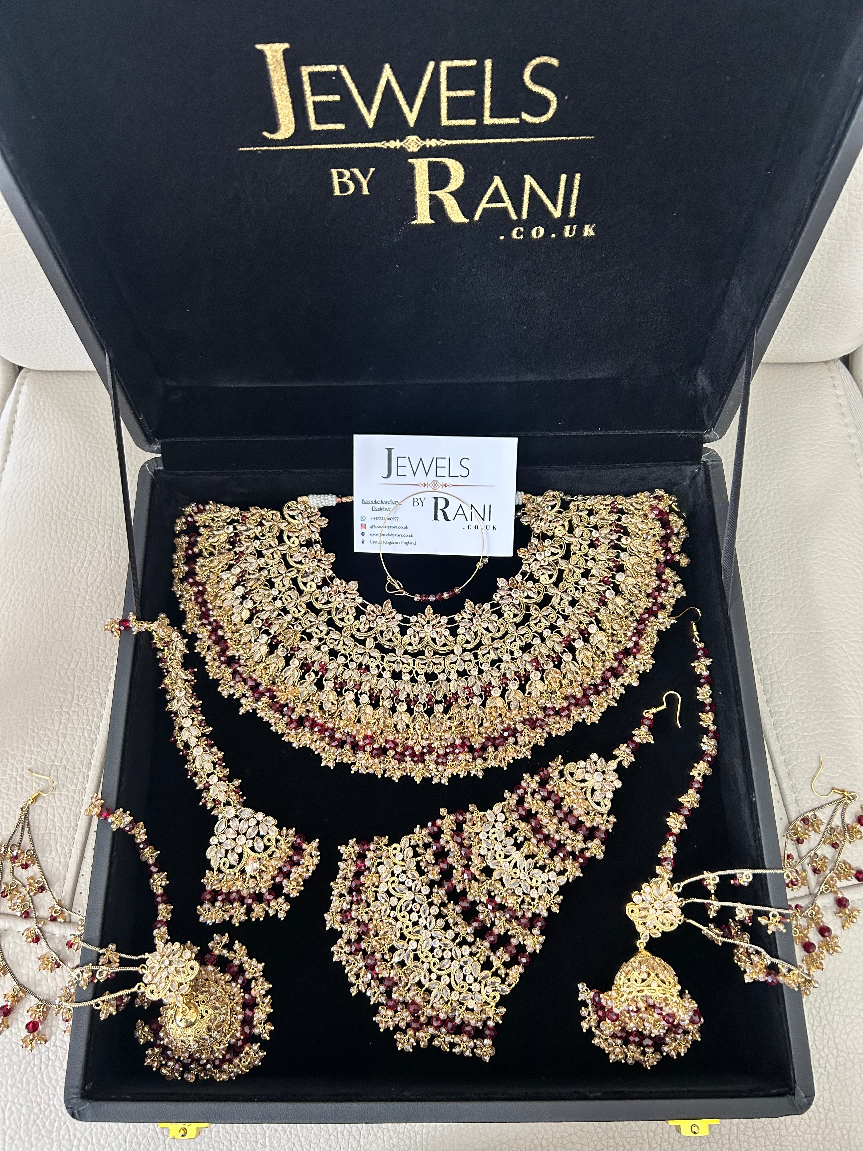 Pre order 6 Weeks - 22crt Gold Plated  - Maroon and Gold Bridal Set