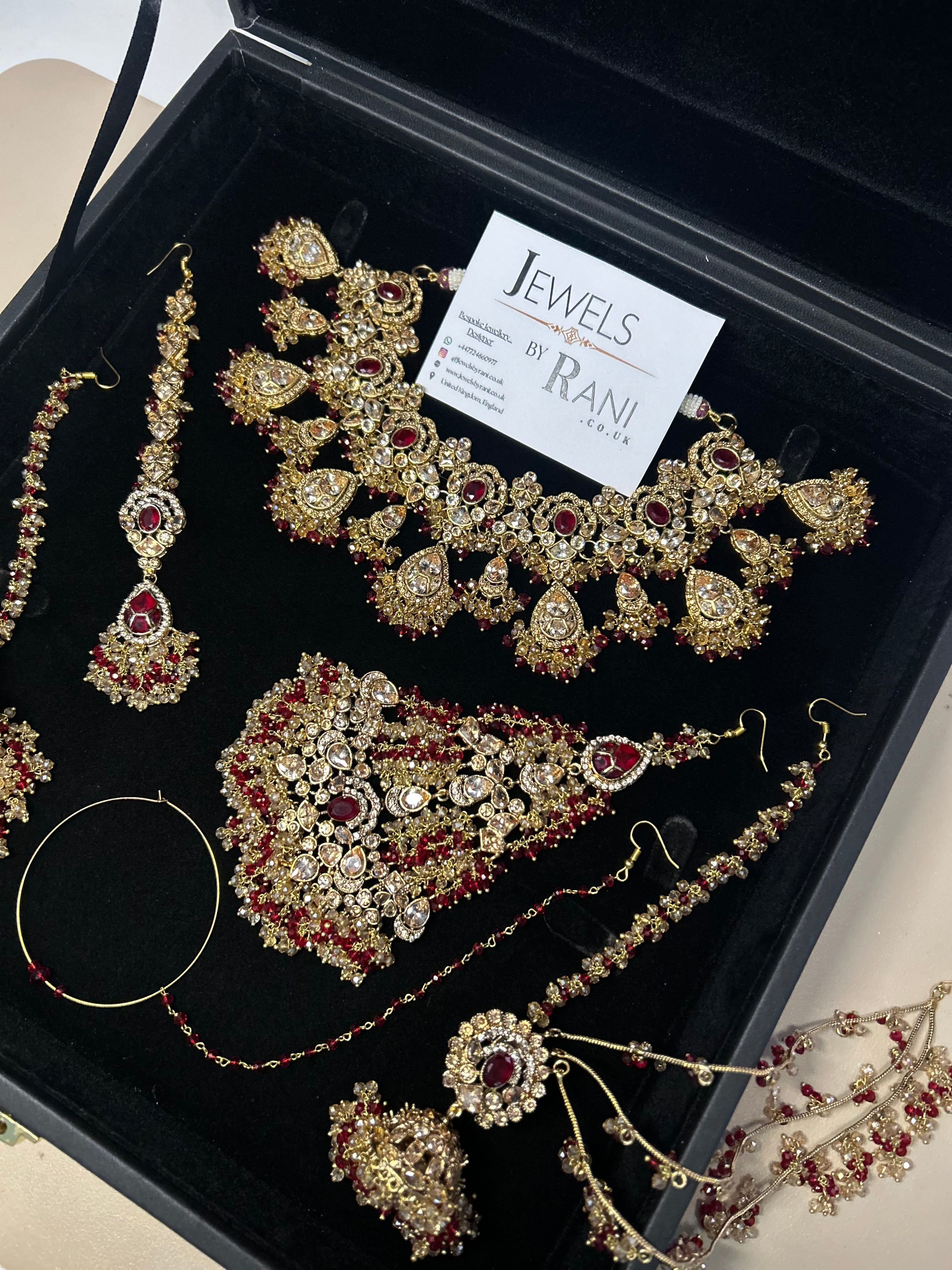 Style 4 - New Deep Red and Gold Bridal Jewellery Set