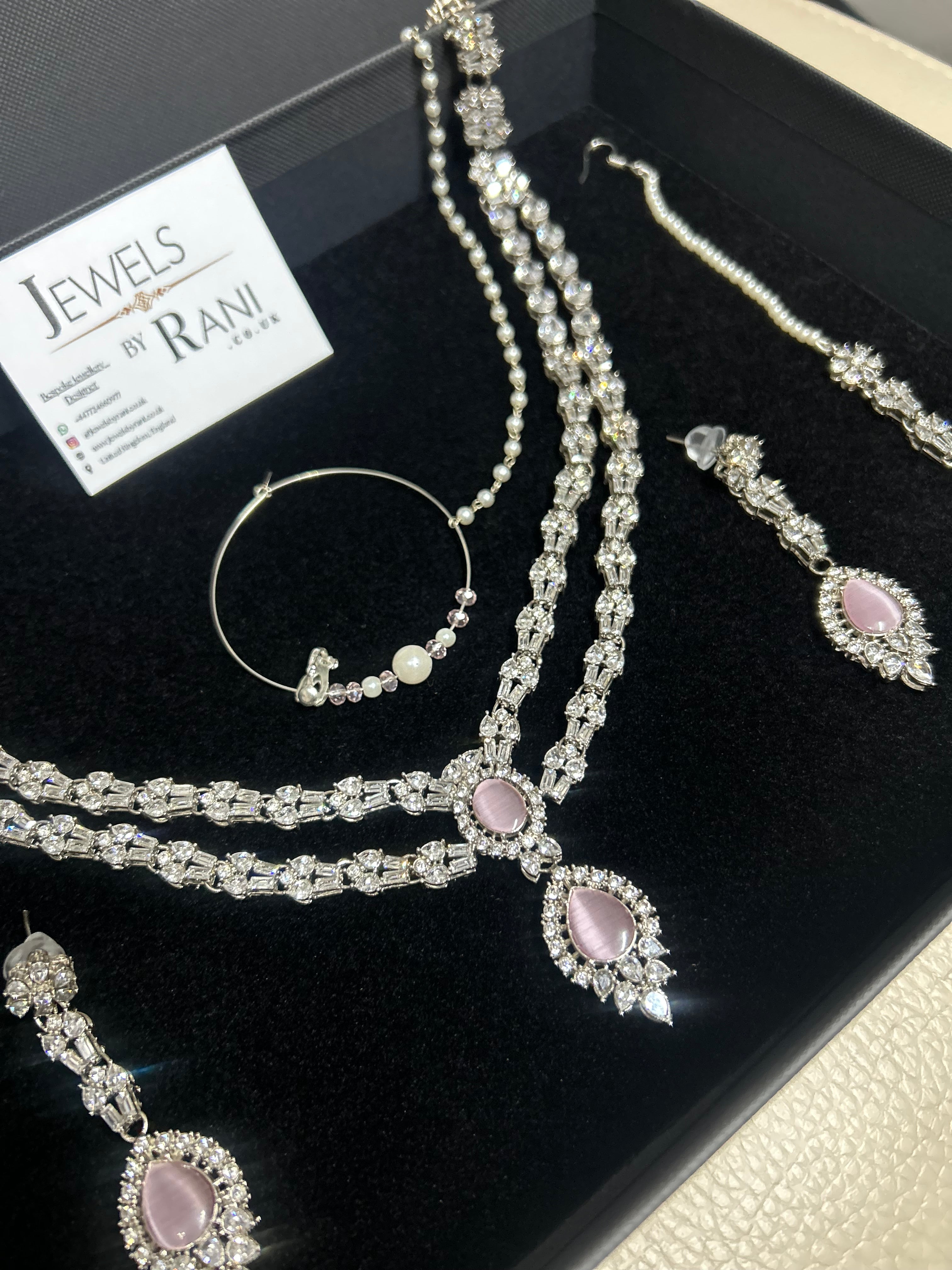 Beautiful Pink and Silver Statement Set