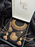 Lilac and Gold Jewellery Set with beautiful small Jhumkies