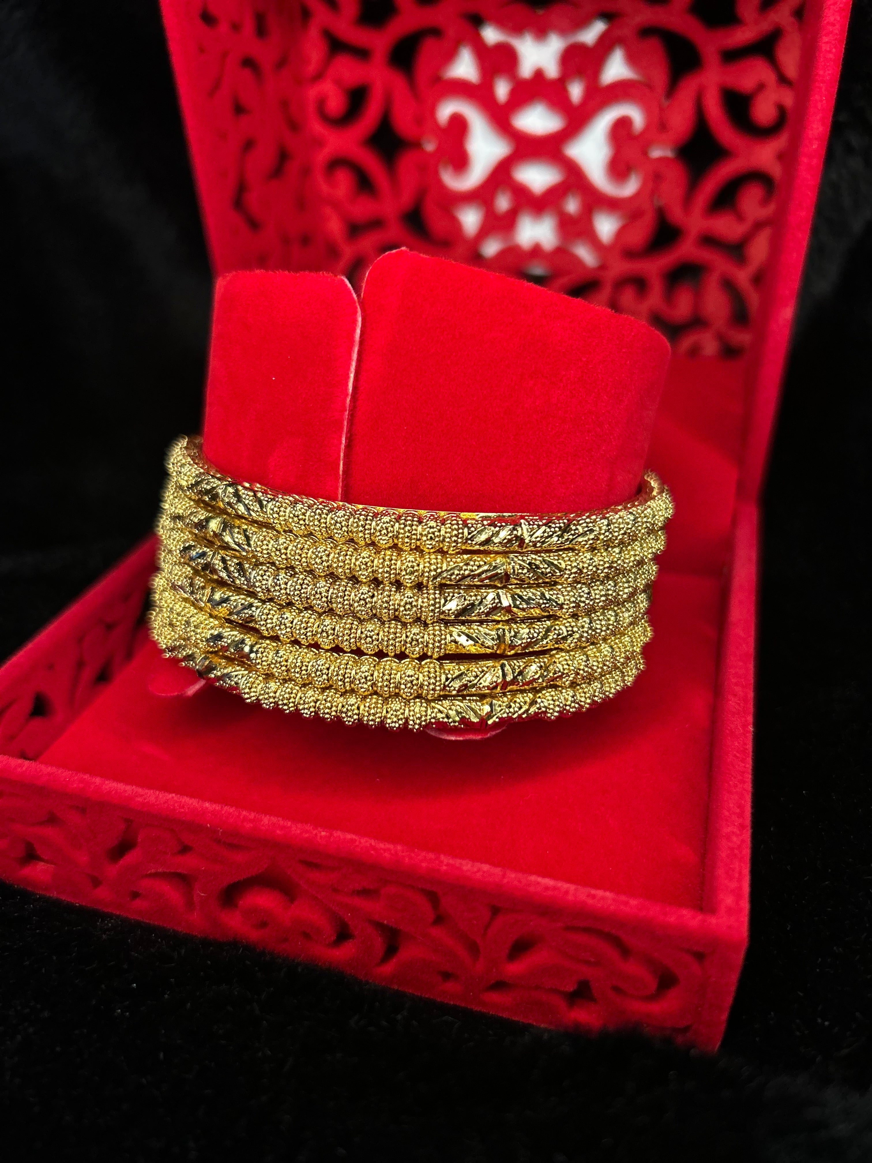 Antique Gold - Ishq e Sona Bangles - Gold Plated - 6 Bangles