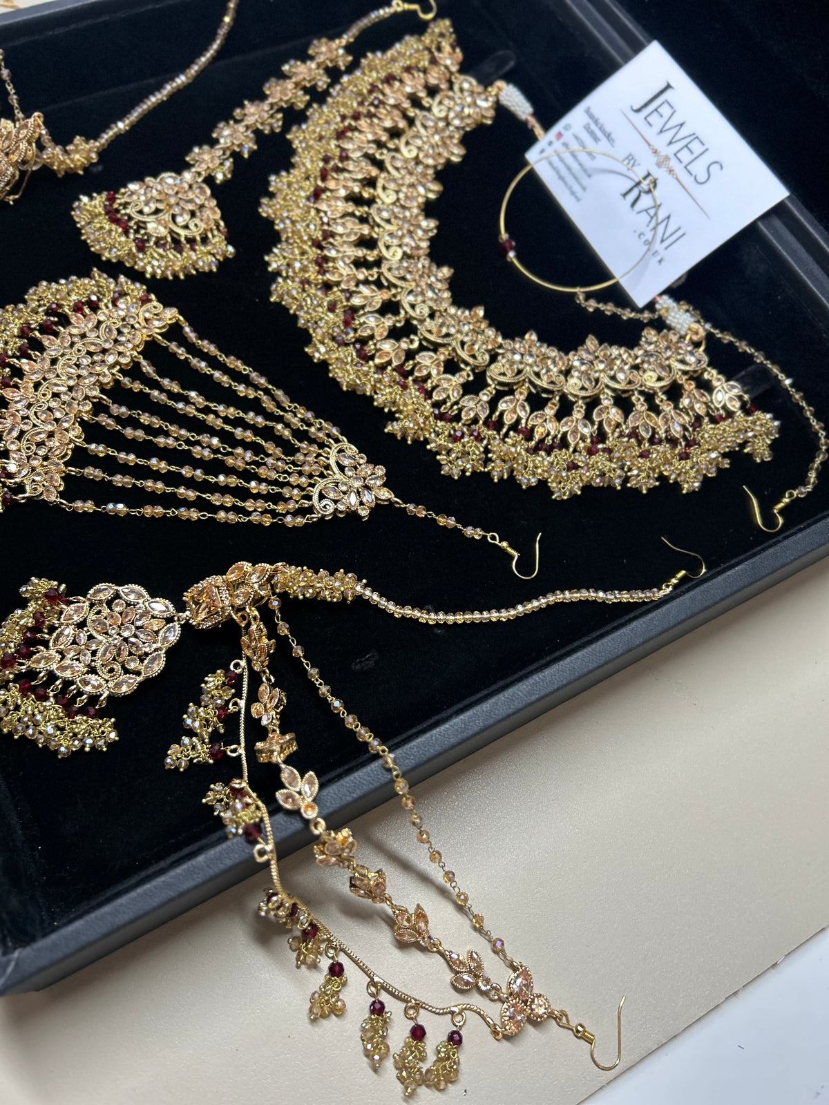 Gold and Maroon Bridal Jewellery Set Style 693