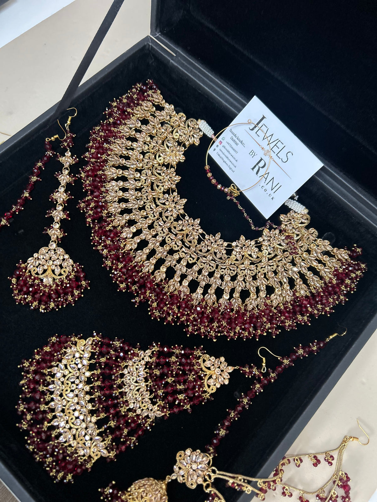 Stunning, Pakistani Trending Maroon Full Bridal Jewellery Set/ Style 87 Large Necklace