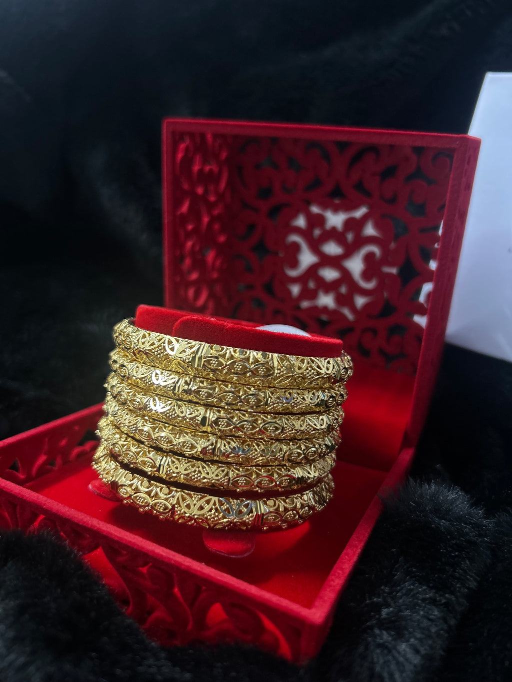 Gold Finish -Majestic - Gold Plated - 6 Bangles