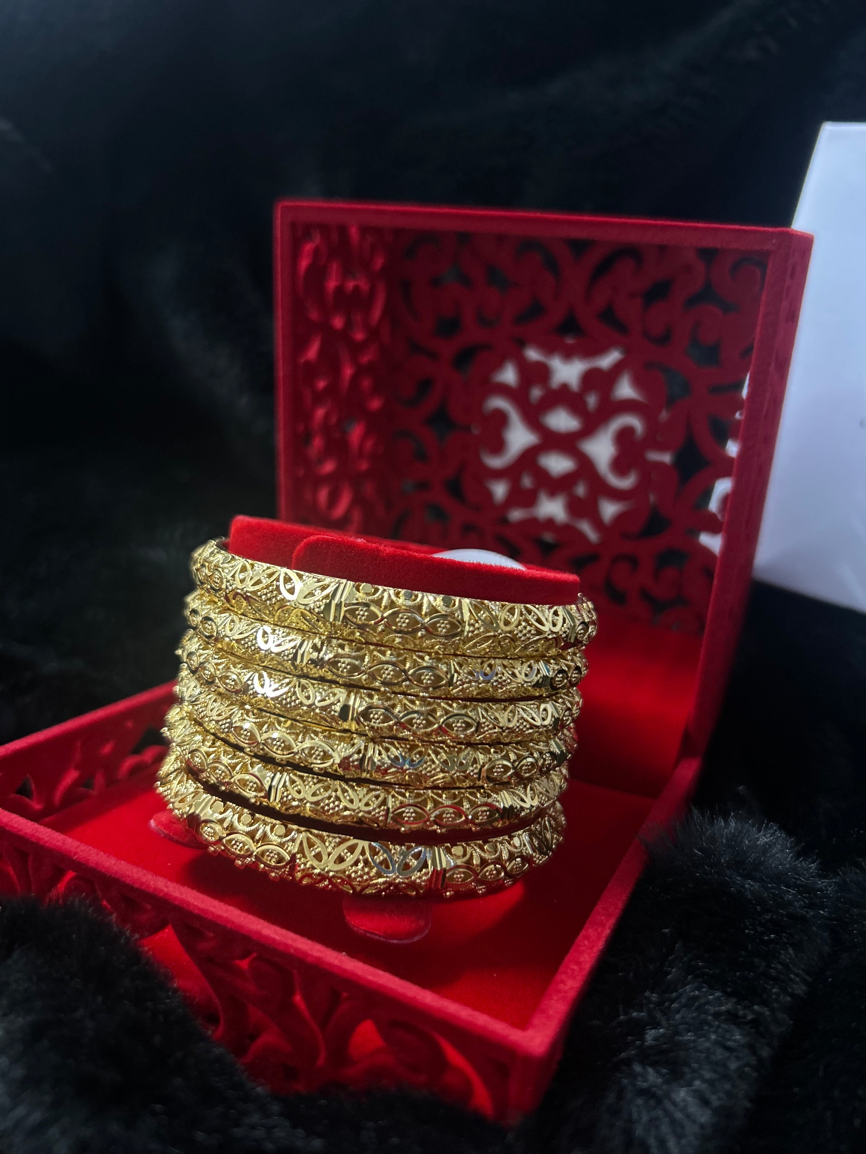 Gold Finish -Majestic - Gold Plated - 6 Bangles