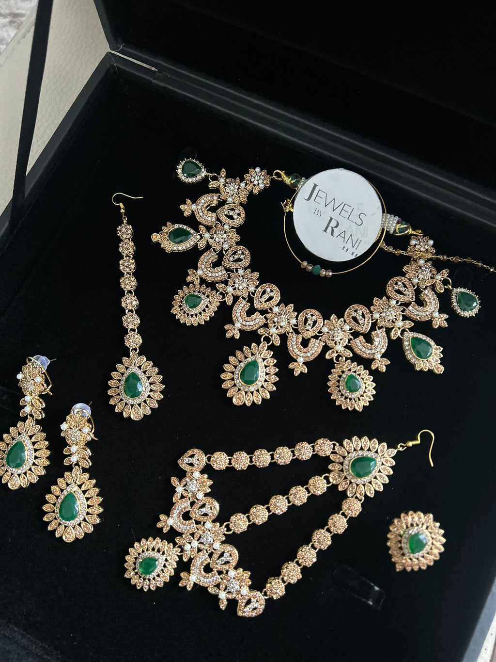 Pre Order- 24crt Gold Plated - Stunning Emerald Green Statement Set