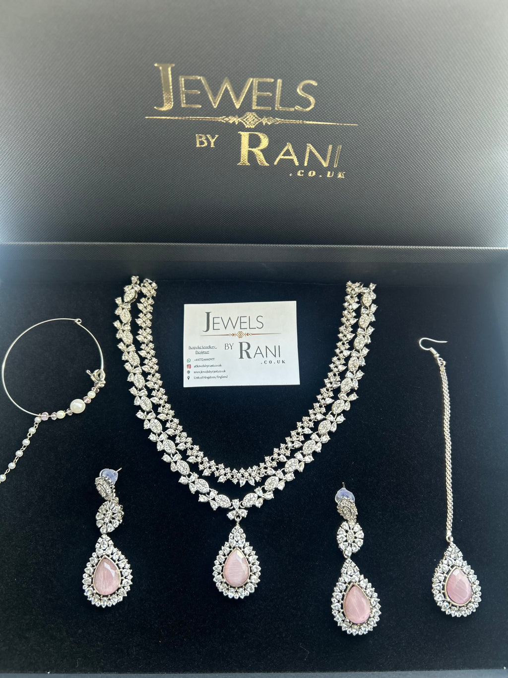 Elegant Pink and Silver Statement Set