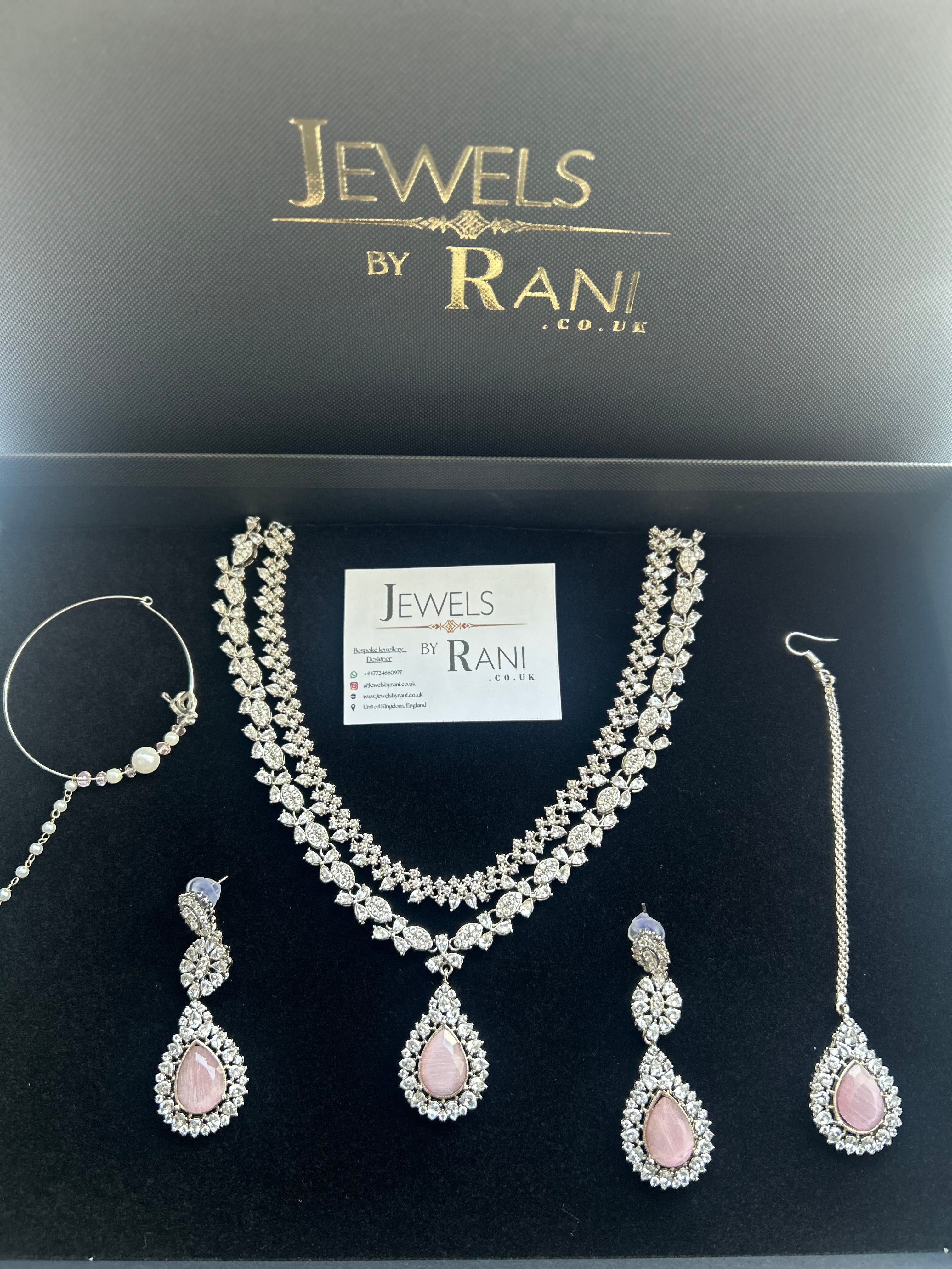 Elegant Pink and Silver Statement Set