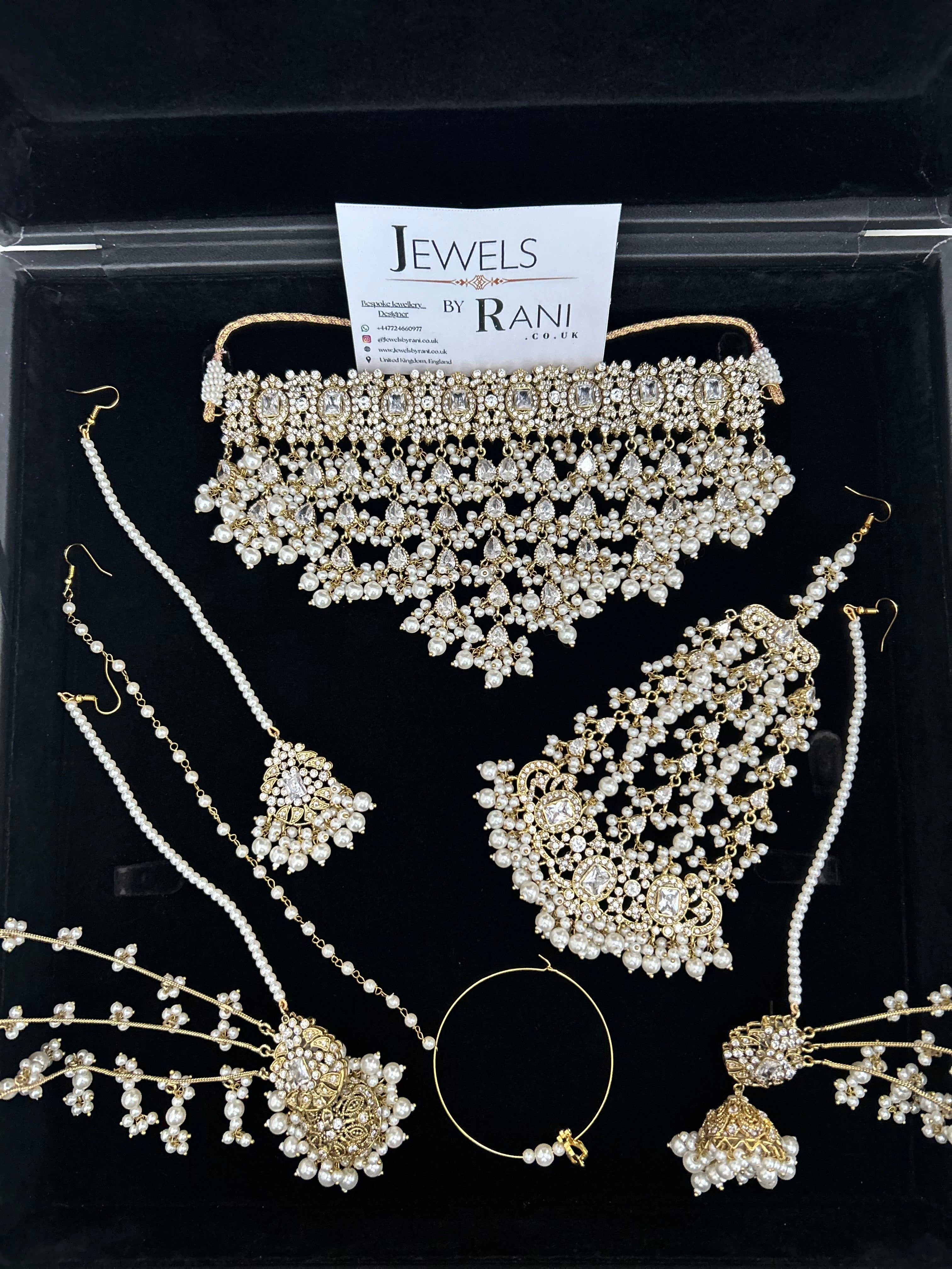 Set 1 - 2026 Gold and White Pearly Dangle Necklace