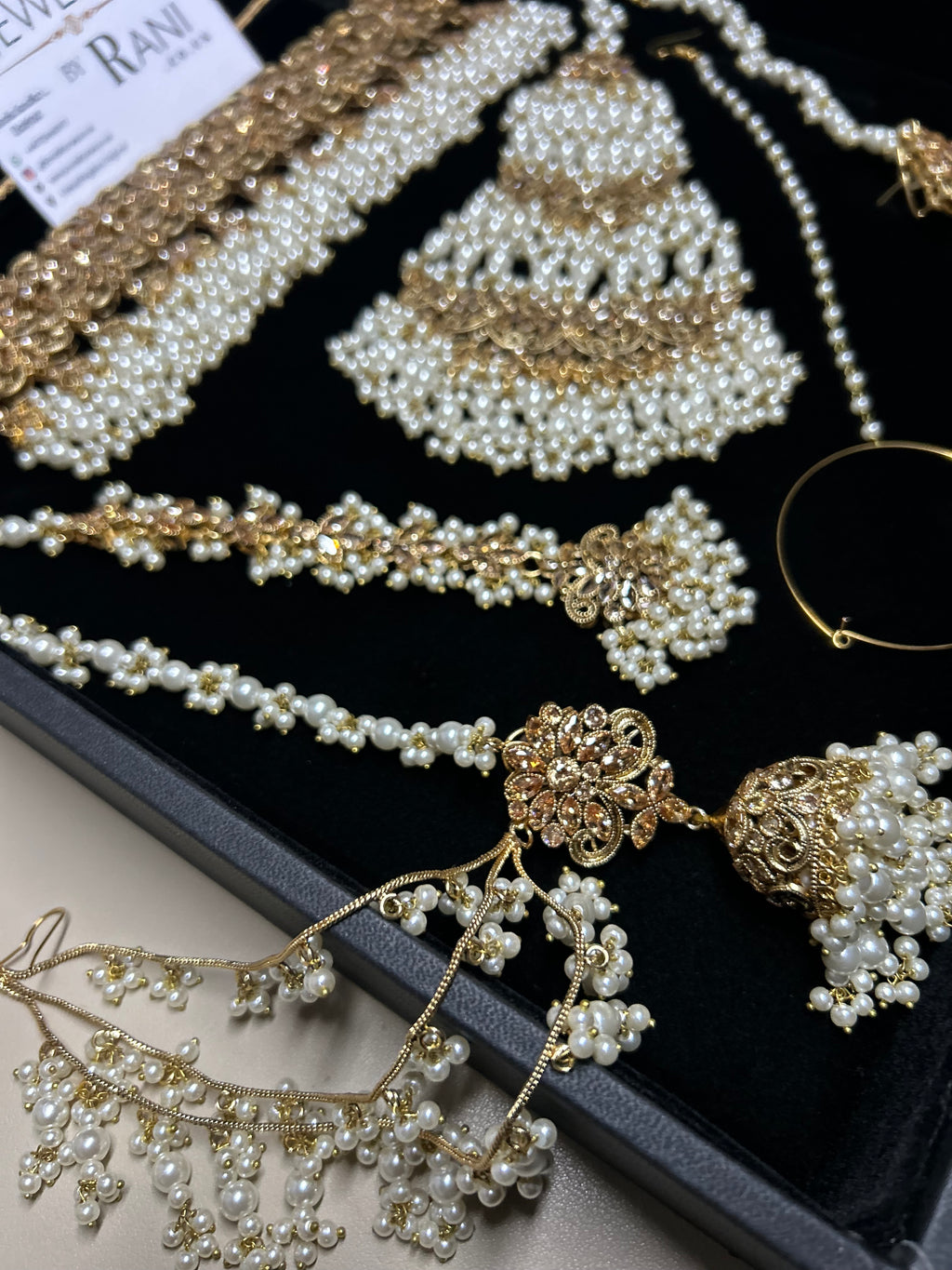 Pearly White & Gold Bridal Choker Jewellery Set Style 480
