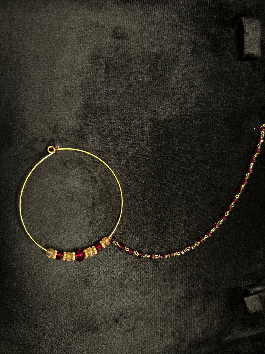 Beautiful Maroon and Gold Bridal Nose Ring Nathli Nose Hoop | Design 11