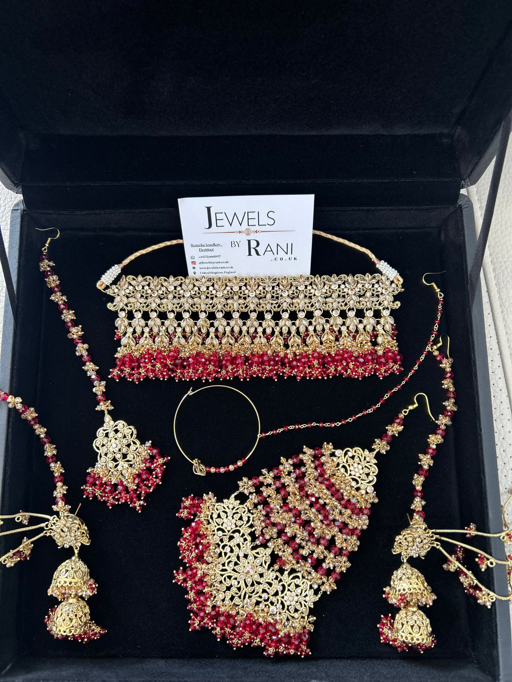 Pre order 6 Weeks - 22crt Gold Plated  - Deep Red and Gold Bridal Choker Set