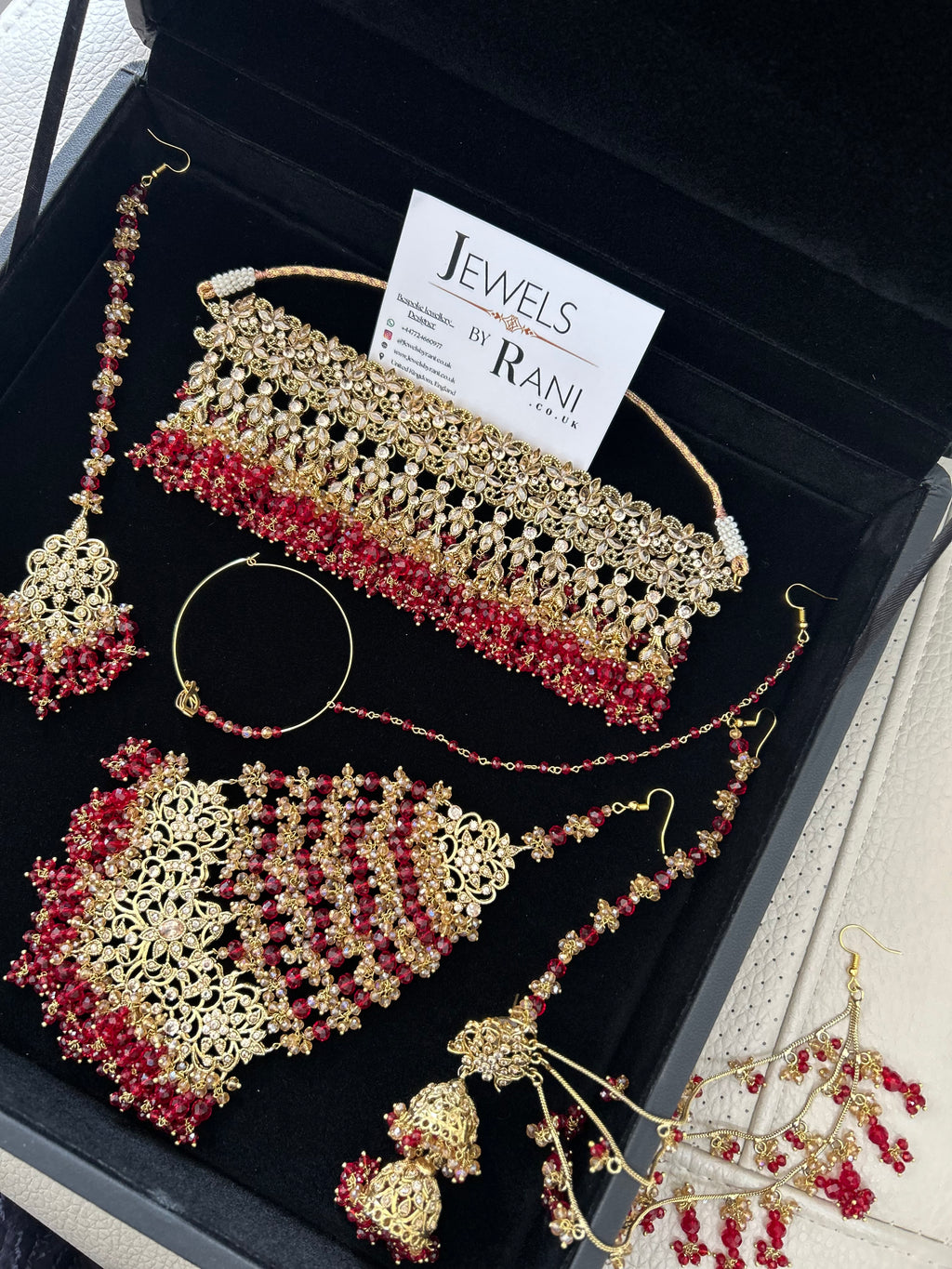 Pre order 6 Weeks - 22crt Gold Plated  - Deep Red and Gold Bridal Choker Set
