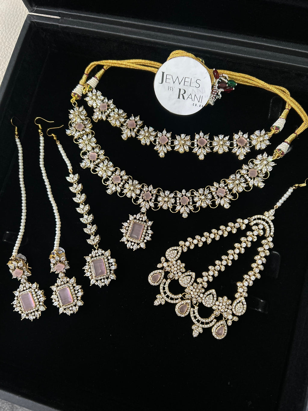 Beautiful Pink Stoned Bridal Jewellery Set Gold Plated