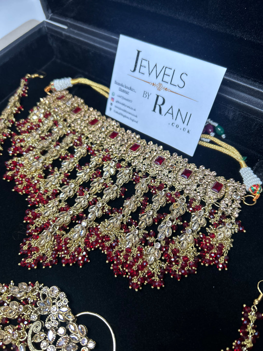 PRE ORDER: 6 Week Making time- New Style Beautiful Deep Red & Gold 22crt Gold Plated Bridal Jewellery Set