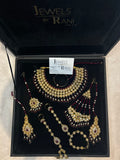 Beautiful Maroon & White Pakistani Necklace Set Full Bridal Jewellery Set | Including 2 Hand Pieces | Style 7279