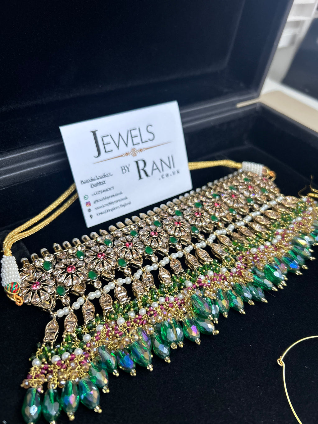 PRE ORDER: 6 Week Making time- Gorgeous Green Mehndi Choker Bridal Jewellery Set - no jhumar