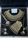 Beautiful Maroon & Green 22 crt Gold Plated Bridal Jewellery Set Style 953