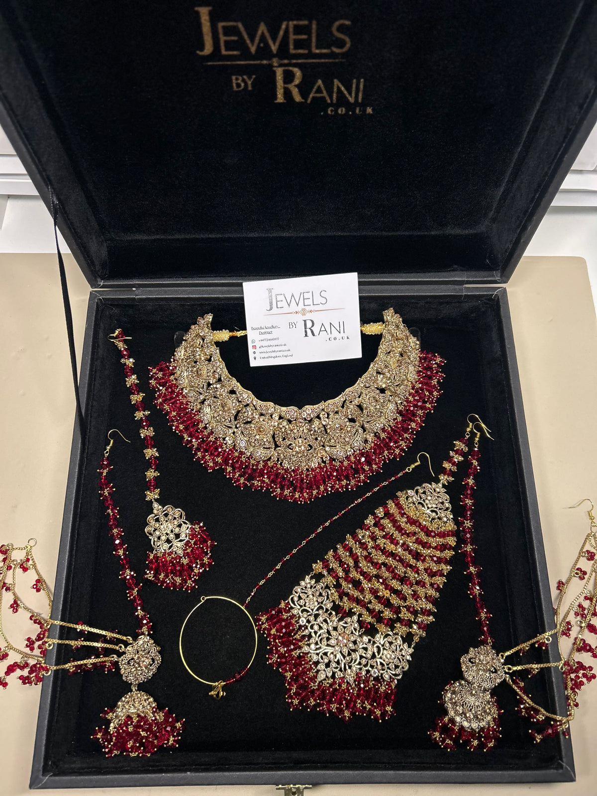 Trending Deep Red Full Bridal Jewellery Set/ Style 385