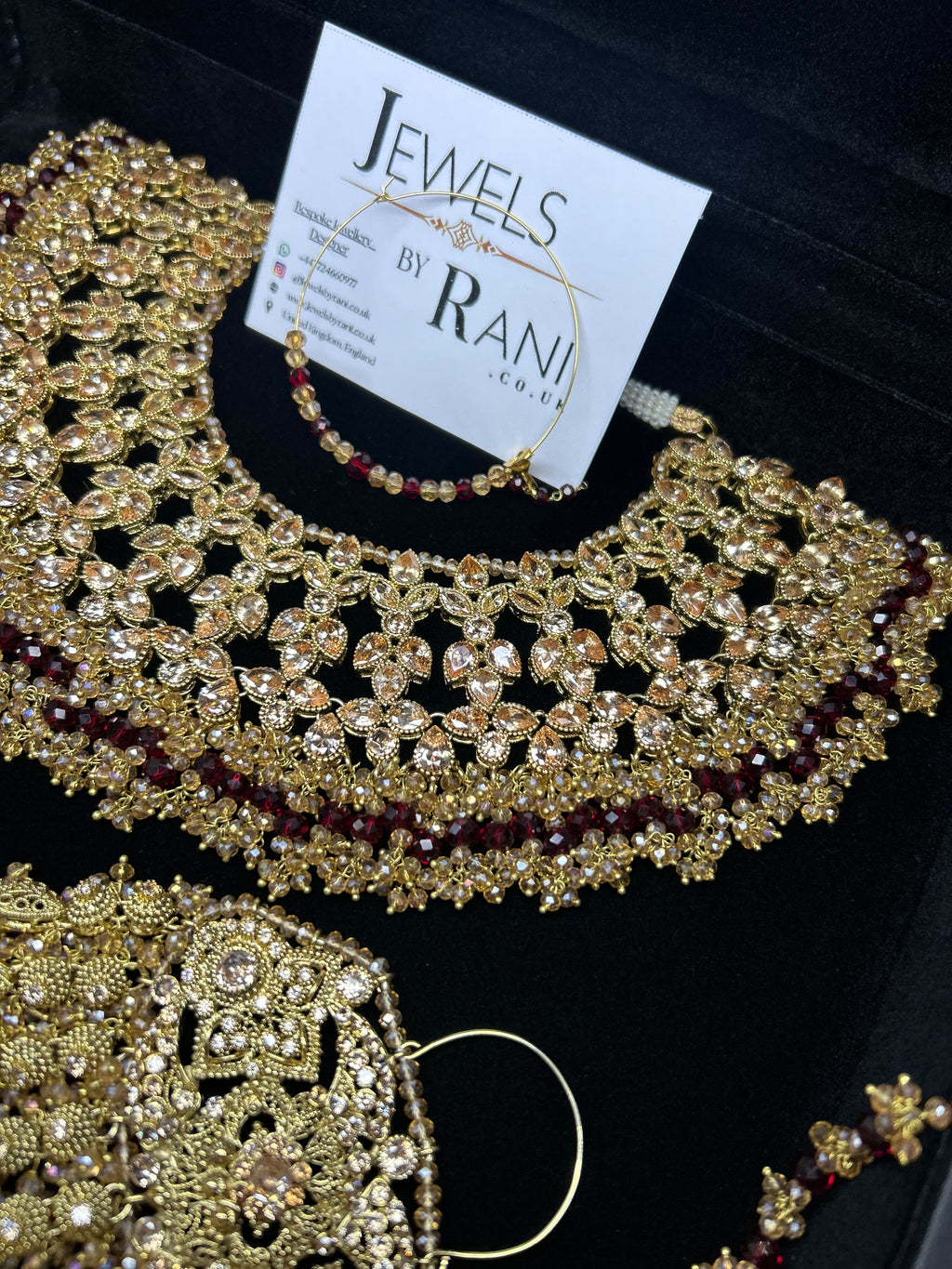 PRE ORDER: 6 Week Making time- Beautiful Maroon & Gold 22 crt Gold Plated Bridal Jewellery Set