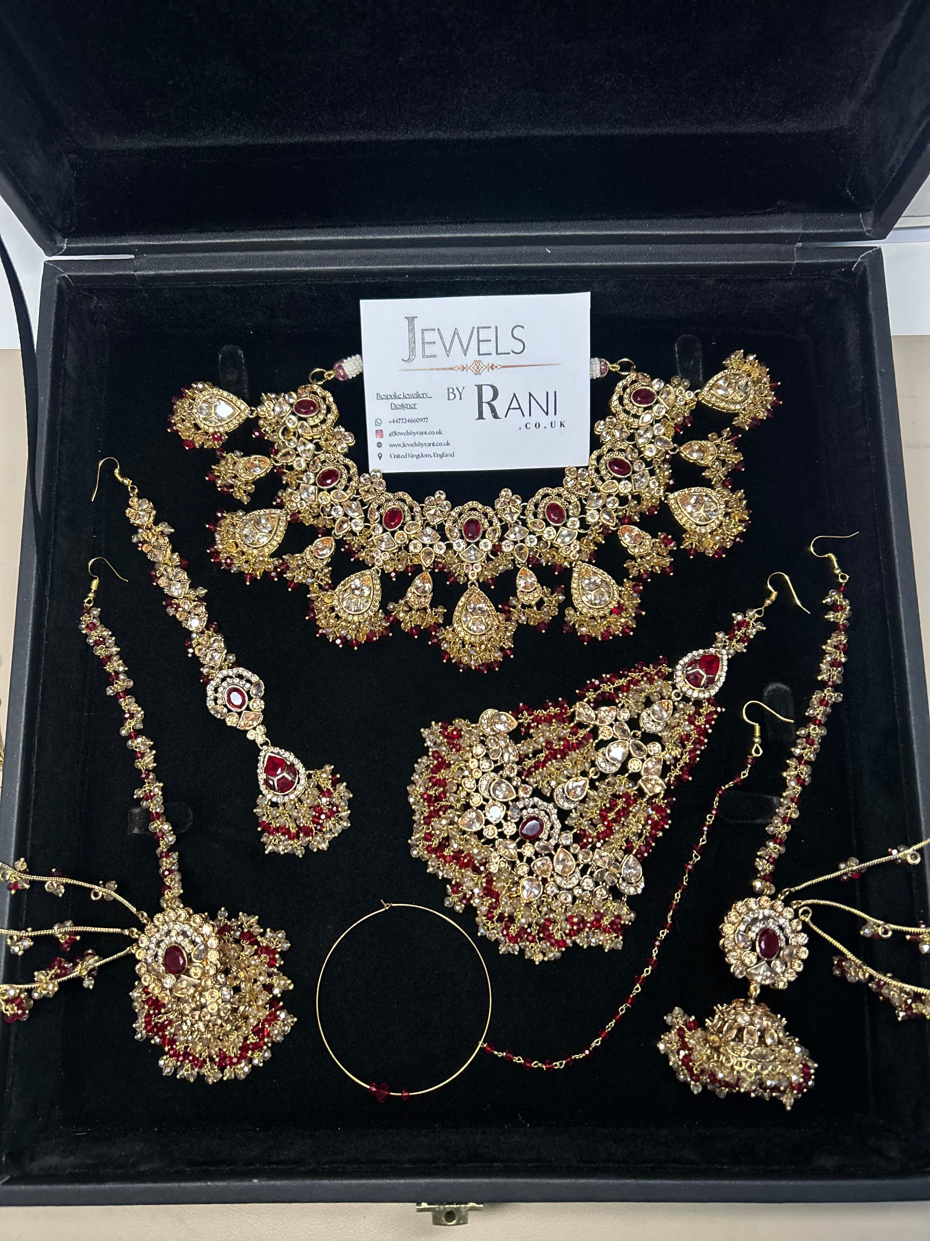Style 4 - New Deep Red and Gold Bridal Jewellery Set