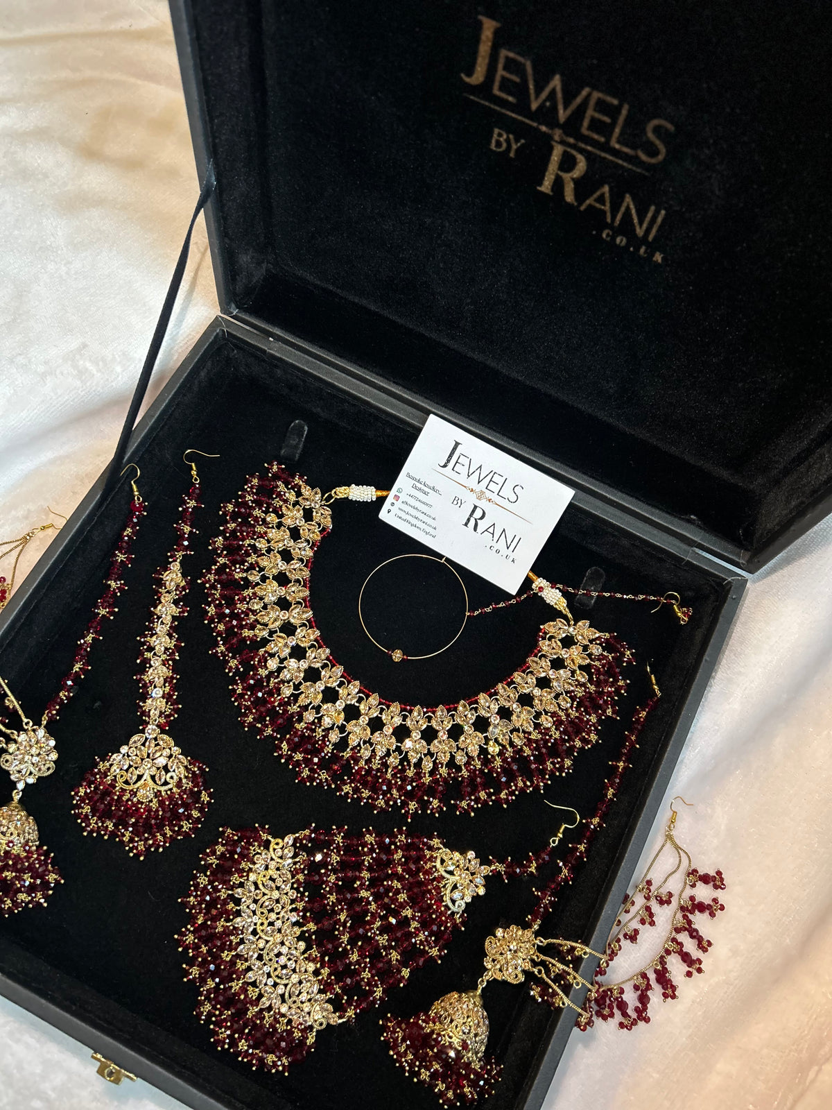 22crt Gold Plated  - Maroon and Gold Bridal Set Style 3863
