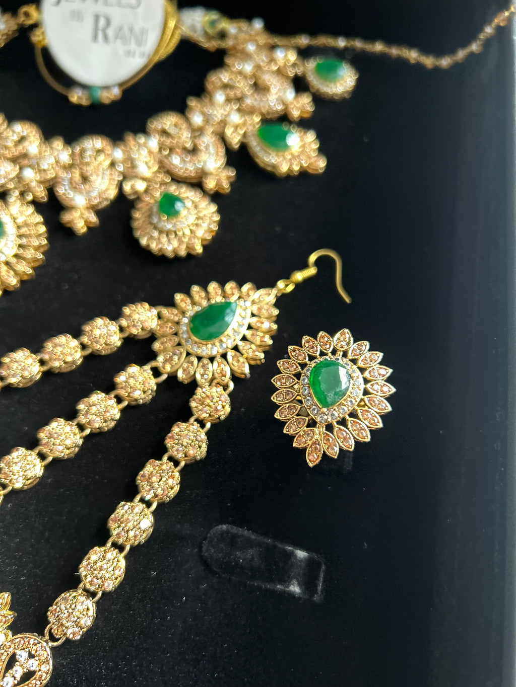 Pre Order- 24crt Gold Plated - Stunning Emerald Green Statement Set