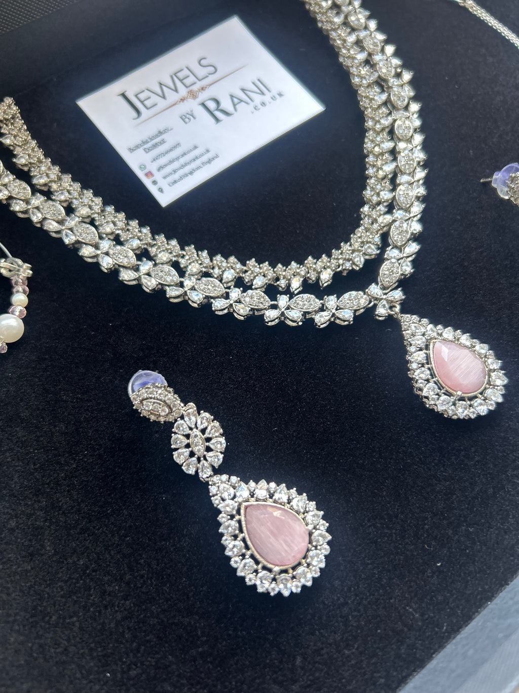 Elegant Pink and Silver Statement Set