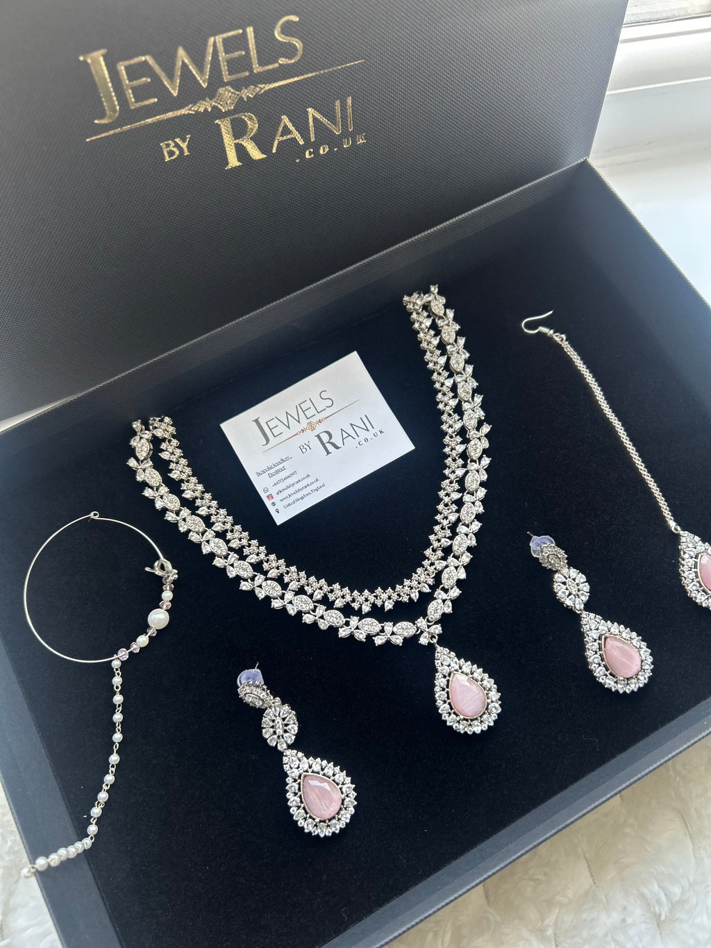 Elegant Pink and Silver Statement Set