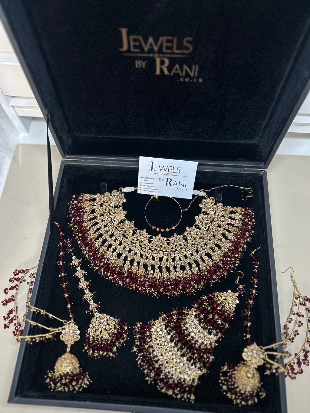 Stunning, Pakistani Trending Maroon Full Bridal Jewellery Set/ Style 87 Large Necklace