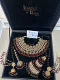 Stunning, Pakistani Trending Maroon Full Bridal Jewellery Set/ Style 87 Large Necklace