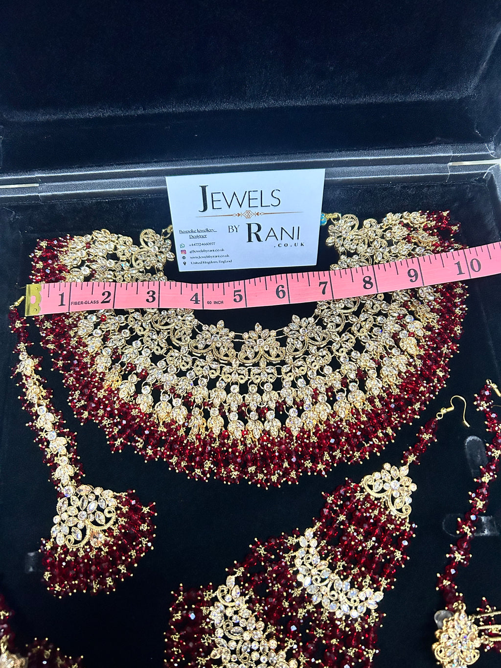 Stunning, Pakistani Trending Deep Red Full Bridal Jewellery Set/ Style 87 Large Necklace