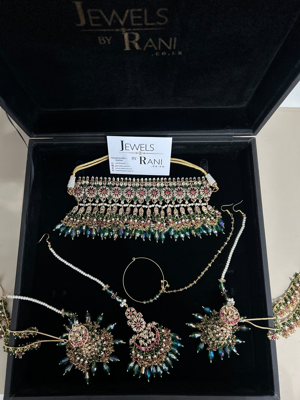 PRE ORDER: 6 Week Making time- Gorgeous Green Mehndi Choker Bridal Jewellery Set - no jhumar