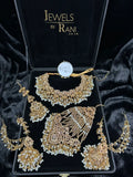 Beautiful Bridal Jewellery set- Gold & White Heavily Beaded Bridal Set - Jewelsbyrani