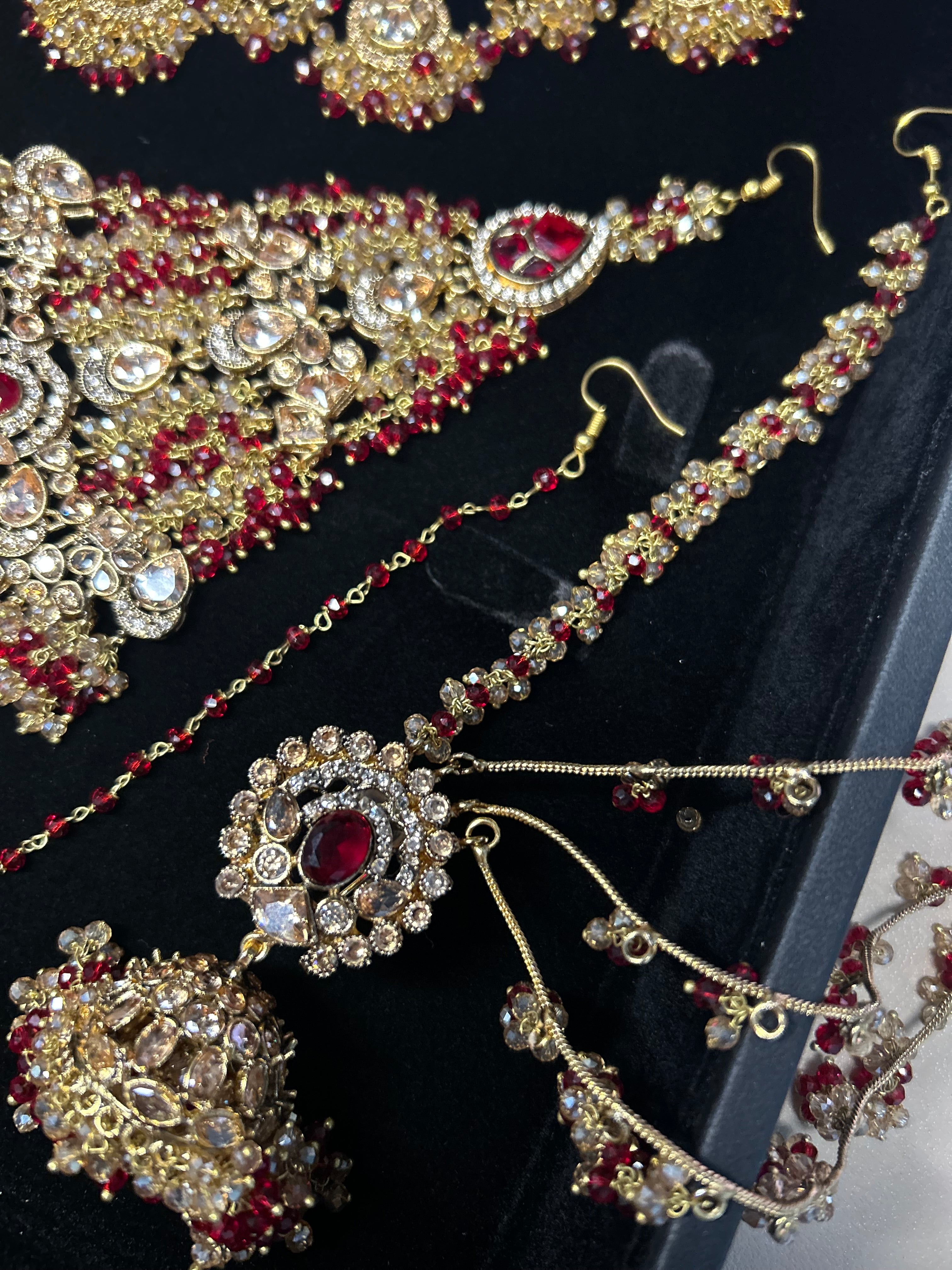 Style 4 - New Deep Red and Gold Bridal Jewellery Set