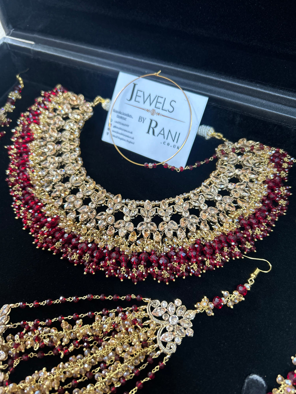 BeautifulMaroon and Gold  Full Bridal Jewellery Set/ Style 18