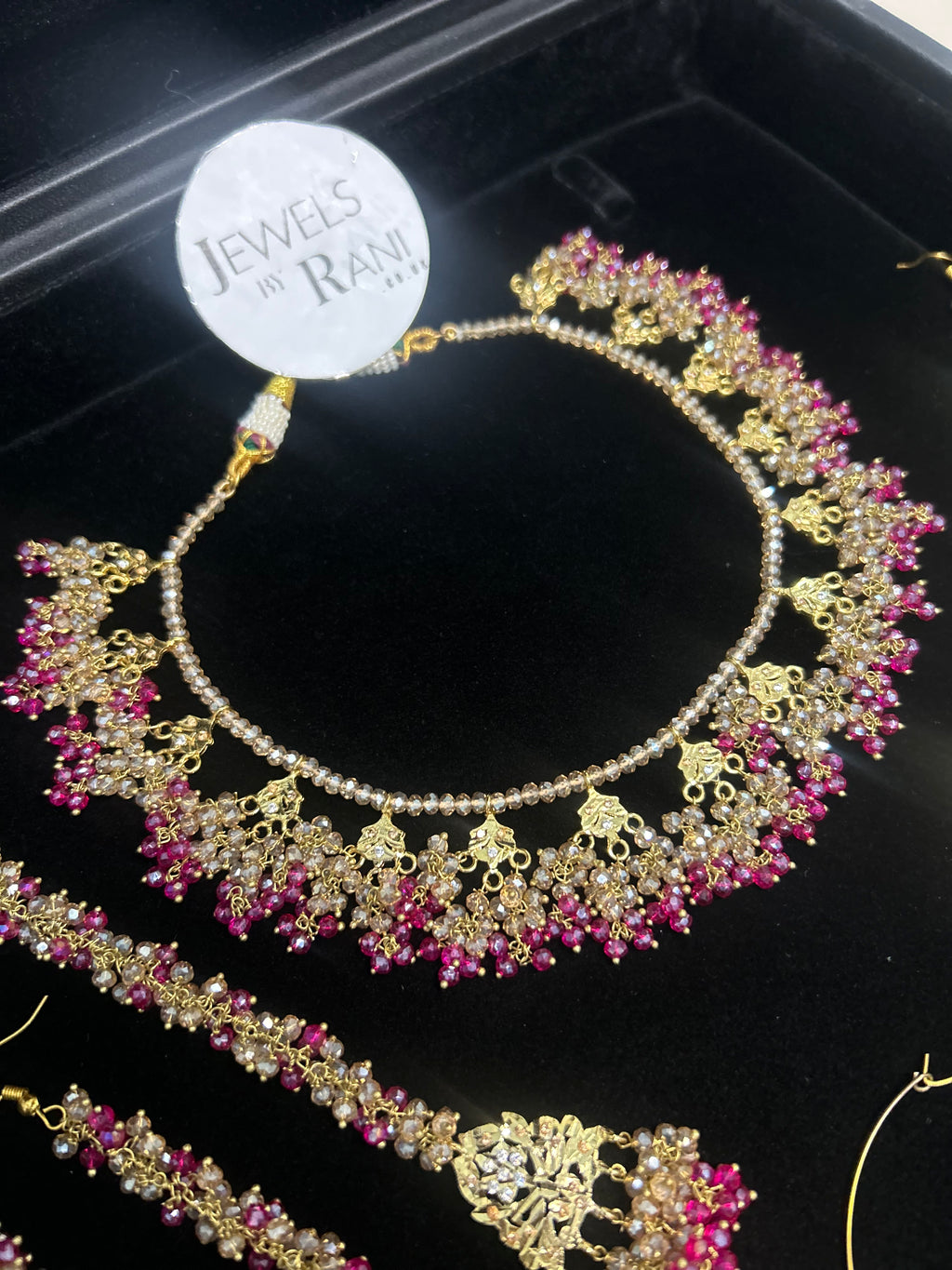 Hot Pink and Gold Kundan Bridal Jewellery Set 22crt Gold Plated