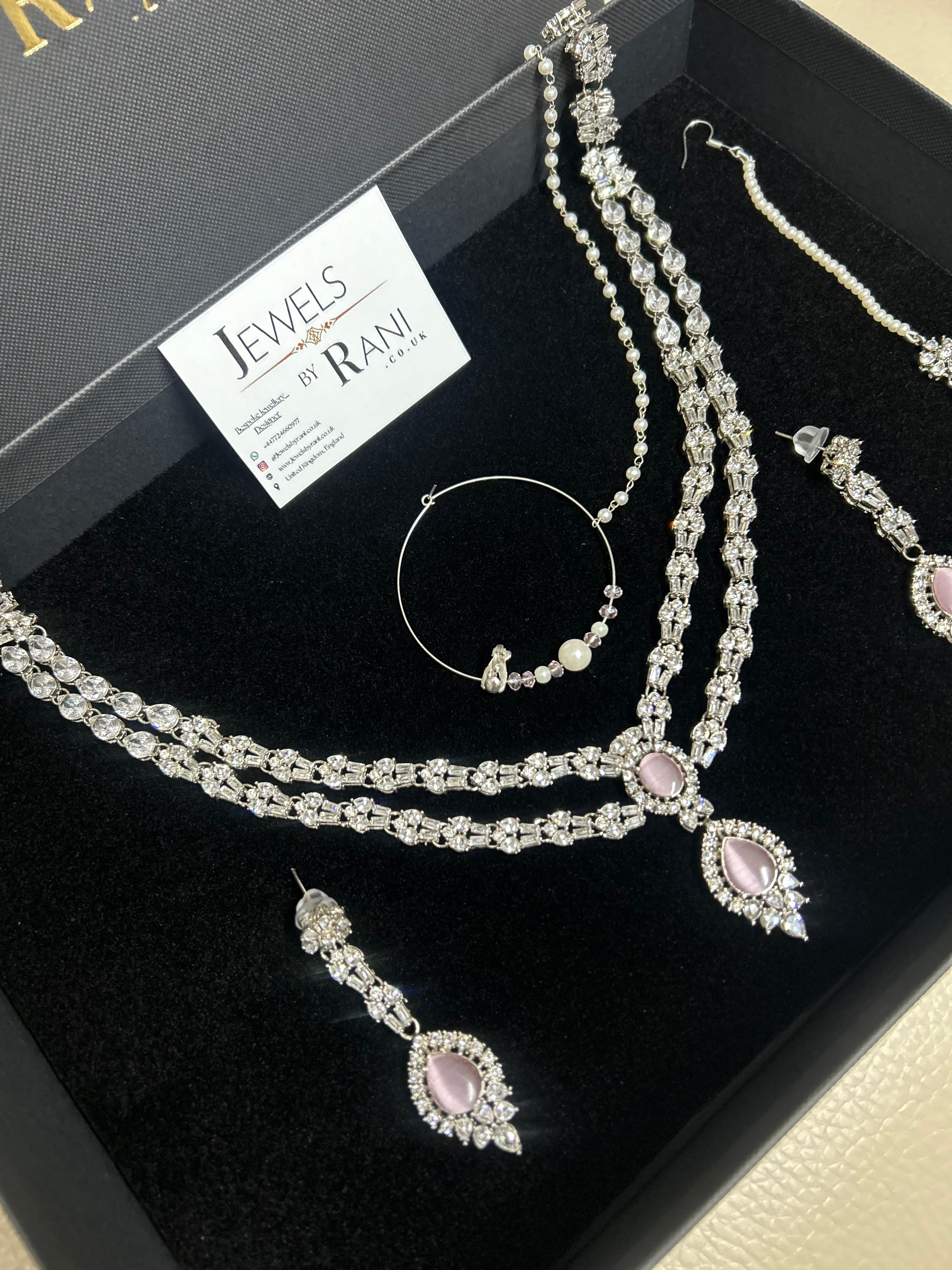 Beautiful Pink and Silver Statement Set