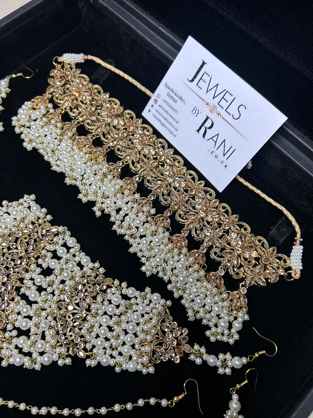 Pearly White & Gold Bridal Choker Jewellery Set Style 480