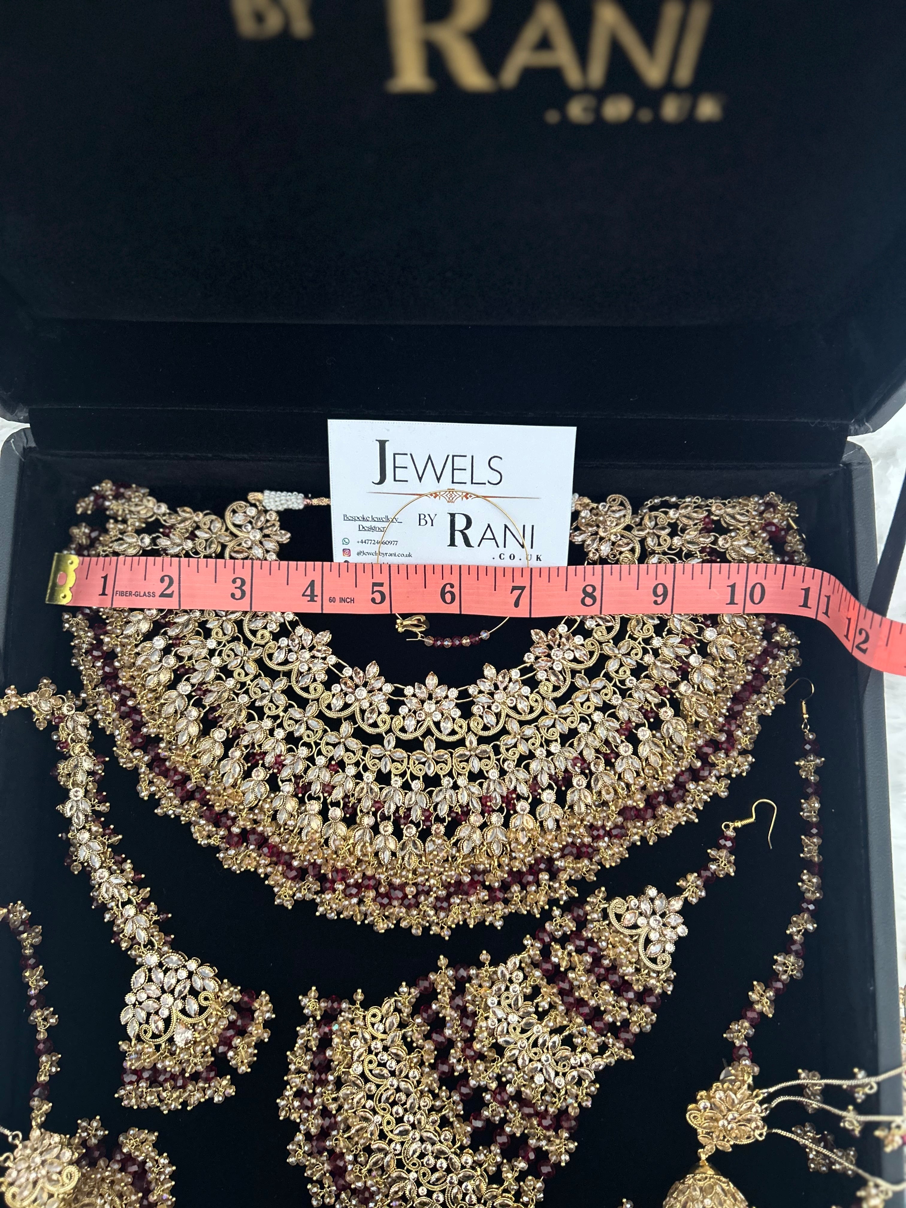 Pre order 6 Weeks - 22crt Gold Plated  - Maroon and Gold Bridal Set