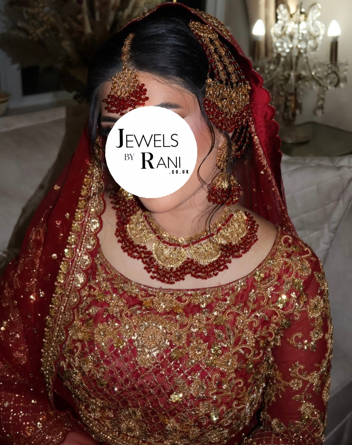 Beautiful Unique Deep Red Bridal Necklace set