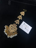 Gold and white heavily beaded tikka