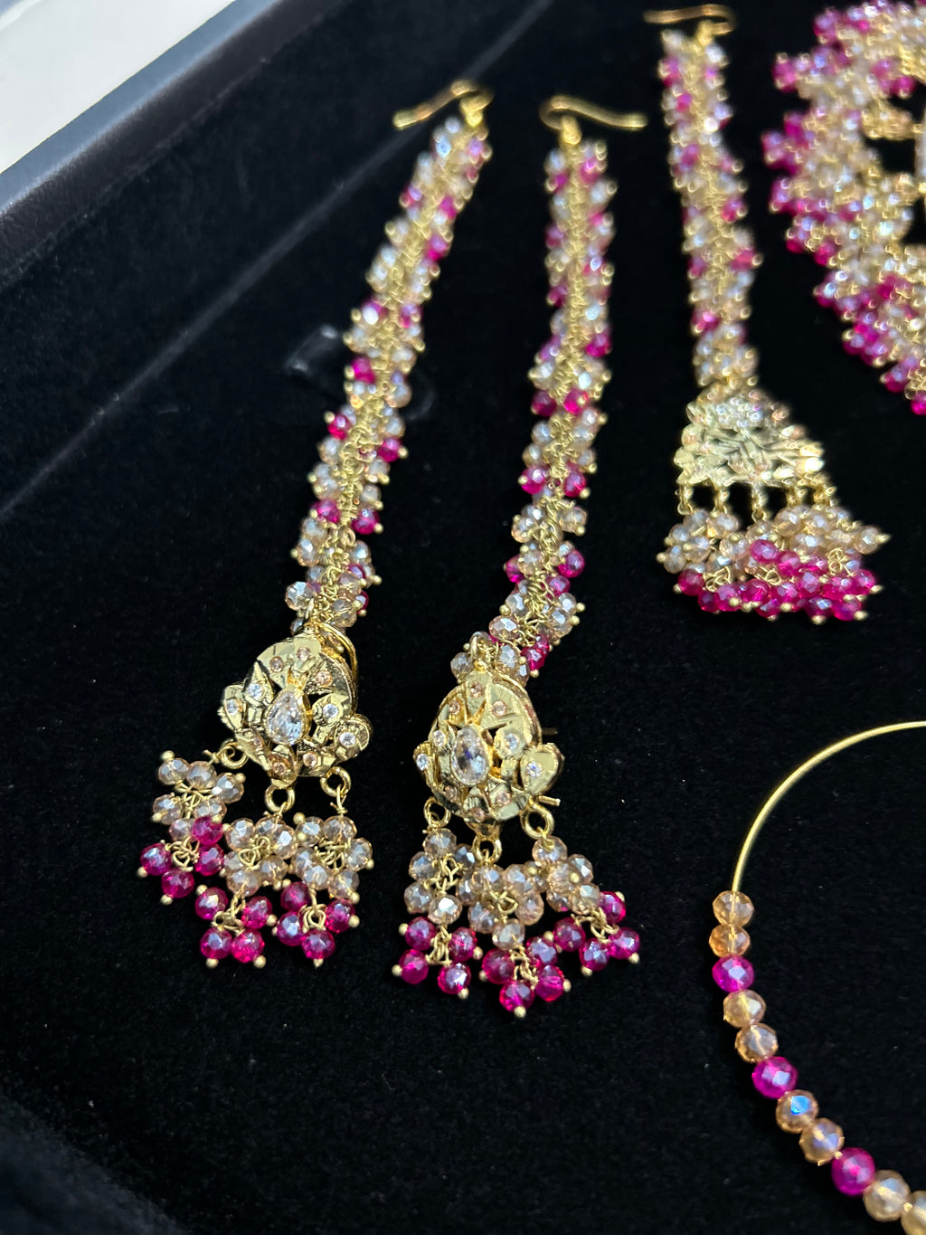Hot Pink and Gold Kundan Bridal Jewellery Set 22crt Gold Plated