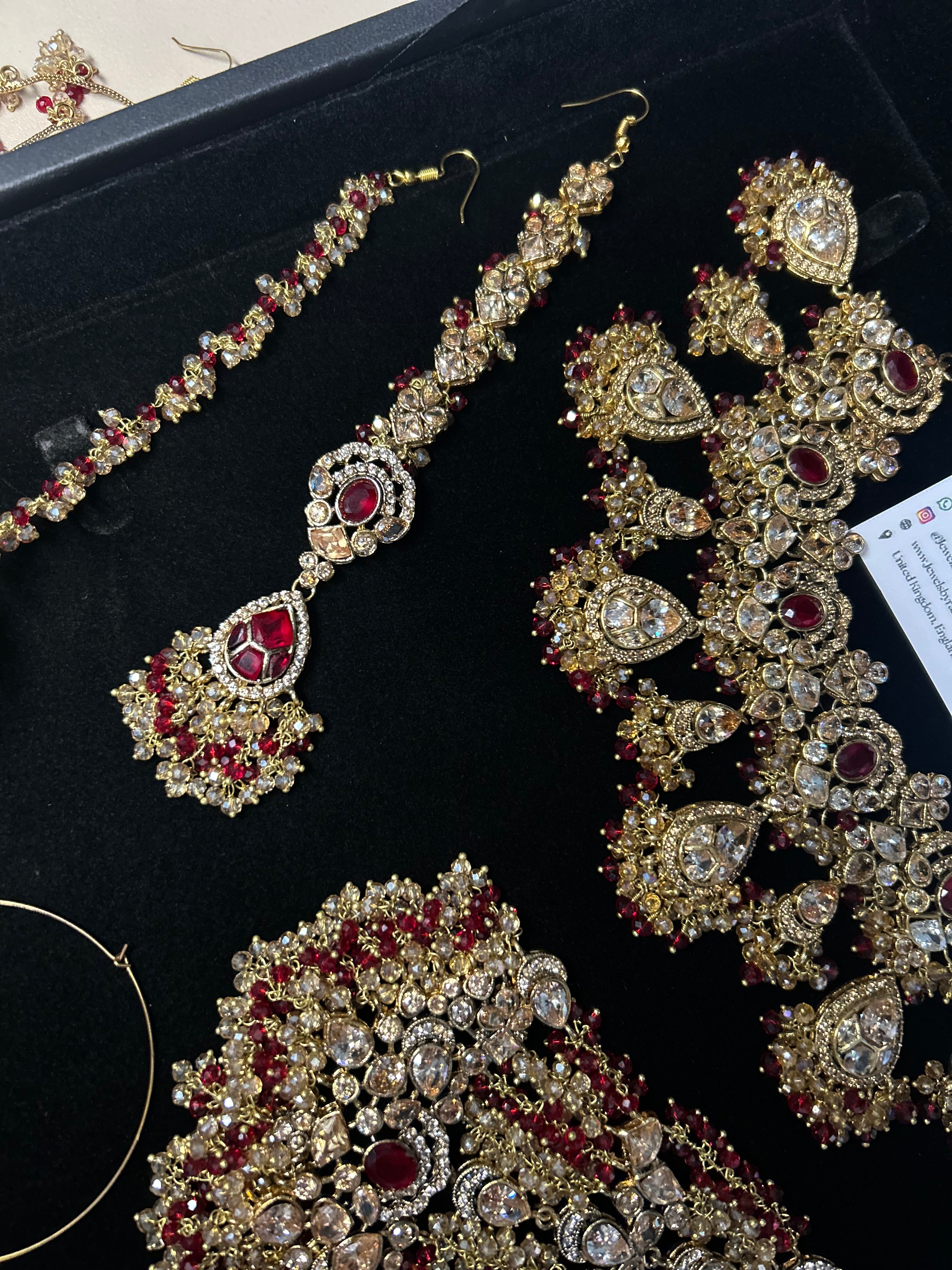 Style 4 - New Deep Red and Gold Bridal Jewellery Set