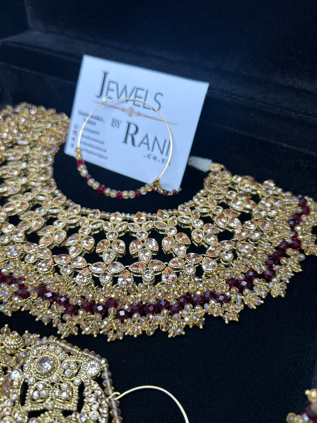 PRE ORDER: 6 Week Making time- Beautiful Maroon & Gold 22 crt Gold Plated Bridal Jewellery Set
