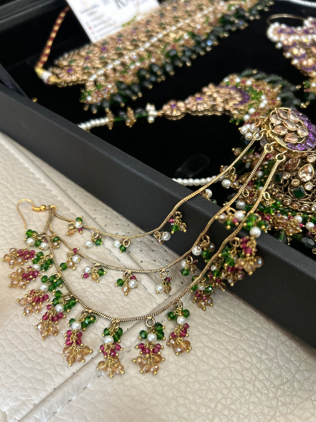 Pre Order 6 Weeks - 22crt Gold Plated- Purple and Green Mehndi Choker Set